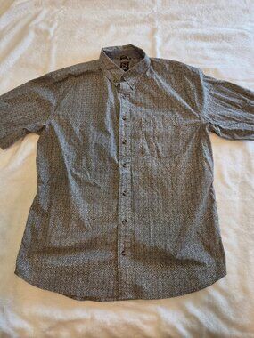Noble Outfitters Mens XL Short Sleeve Button Down Shirt Gray / White Stretch
